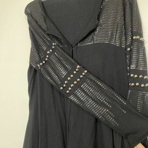 Anne Fontaine Paris designer black sequin metal stud cardigan SZ S